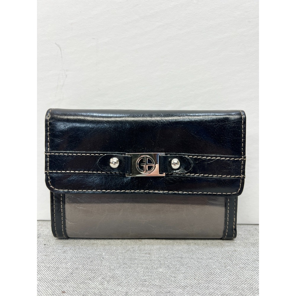 Giani‎ Bernini Leather Wallet Multi-Card Slots Coin ID Wallet Black & Grey EUC